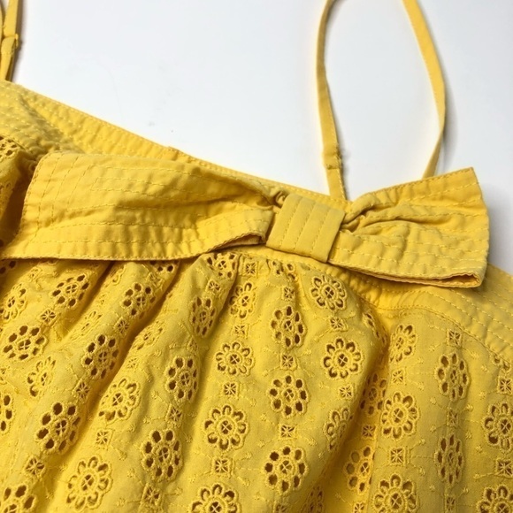 Juicy COUTURE Y2K 90s Sunflower Yellow Eyelet Bow Ruffle Trimmed Summer Tank Top - Picture 4 of 12